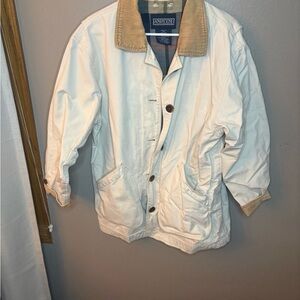 Lands' End Cream Jacket with Brown Collar